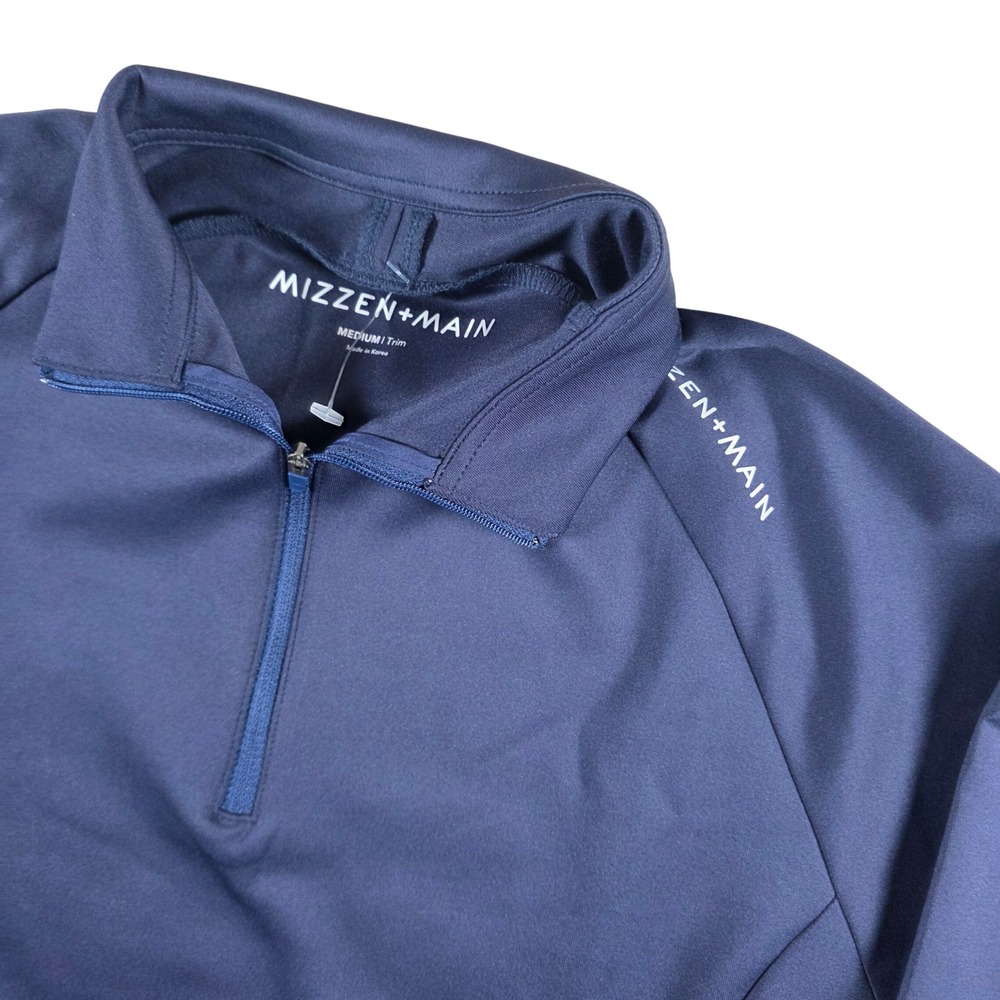 NWOT Mizzen+Main Men Navy Blue Quarter-Zip Performance Pullover Size M Trim Fit